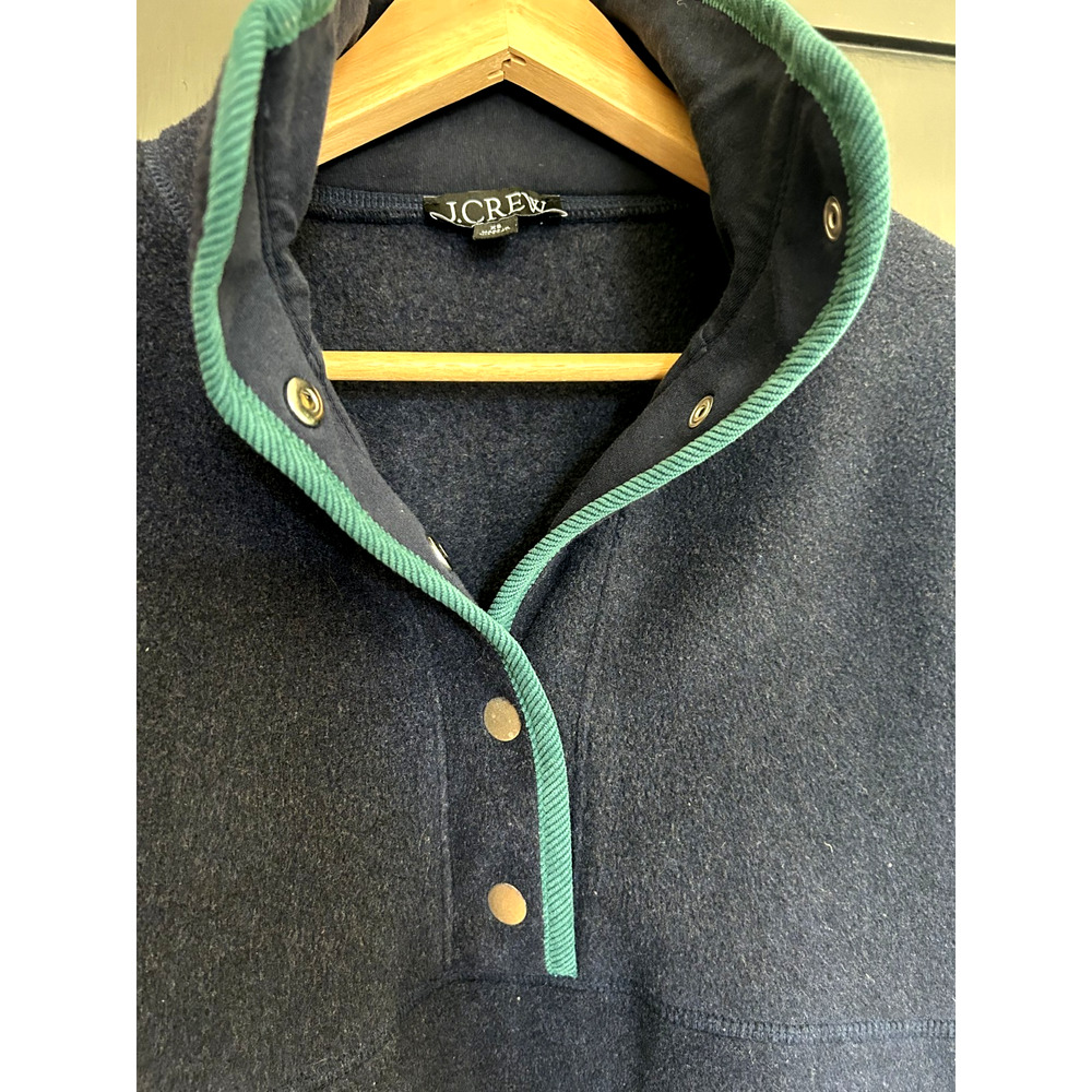 J.Crew Navy Green Warm-Up Fleece Pullover XS CP983 - Picture 3 of 12